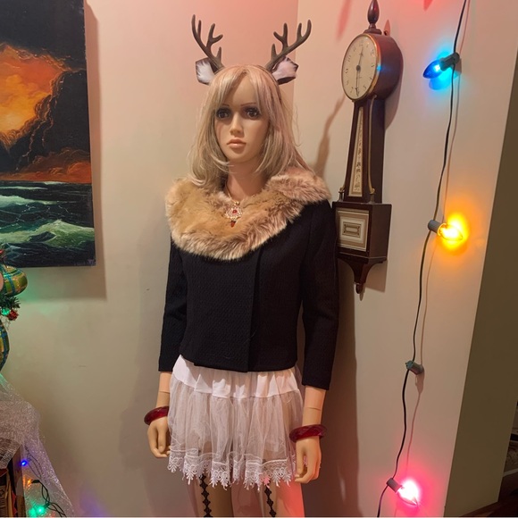 💋🔥NWT Vintage Tracy Reese New York Faux Fur Jacket Top 4 - Picture 3 of 16